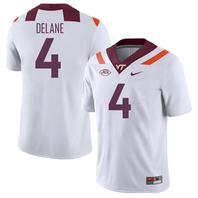 Men #4 Mansoor Delane Virginia Tech Hokies College Football Jerseys Stitched Sale-White